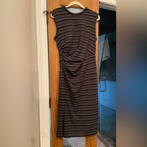 LOFT Black and White Midi Dress